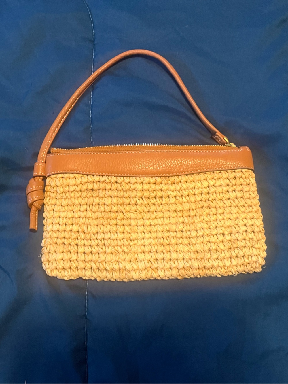 Vera Bradley Tan Woven Straw Wristlet Clutch